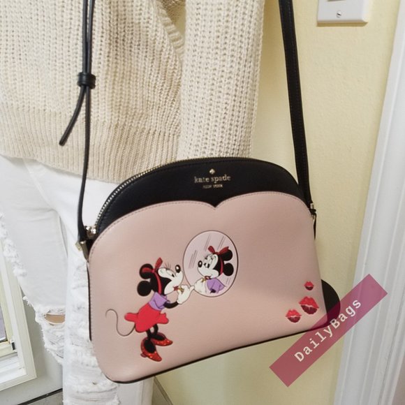 NWT KATE SPADE 100% AUTHENTIC DOME MINNIE MOUSE BLACK WARM VELLUM CROSSBODY - Picture 12 of 13